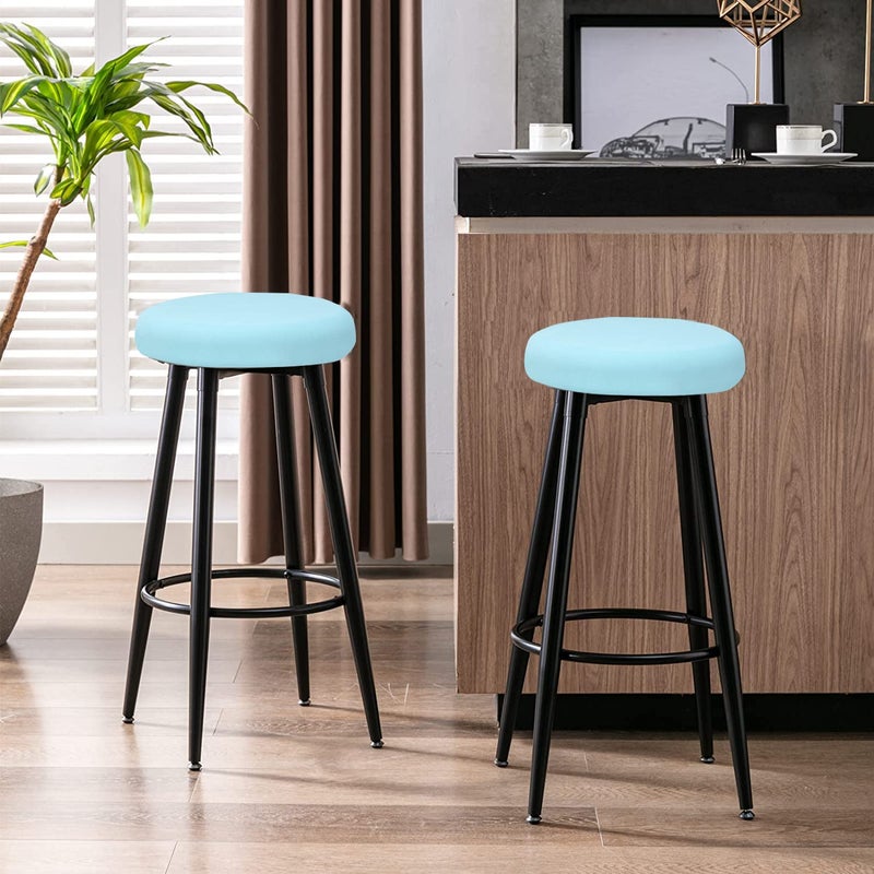Deisy Dee 4PCS Round Bar Stool Seat Covers Stretch Round Chair Covers for 13-16 Inch Stool Chair (Tiff Blue) - Image 3